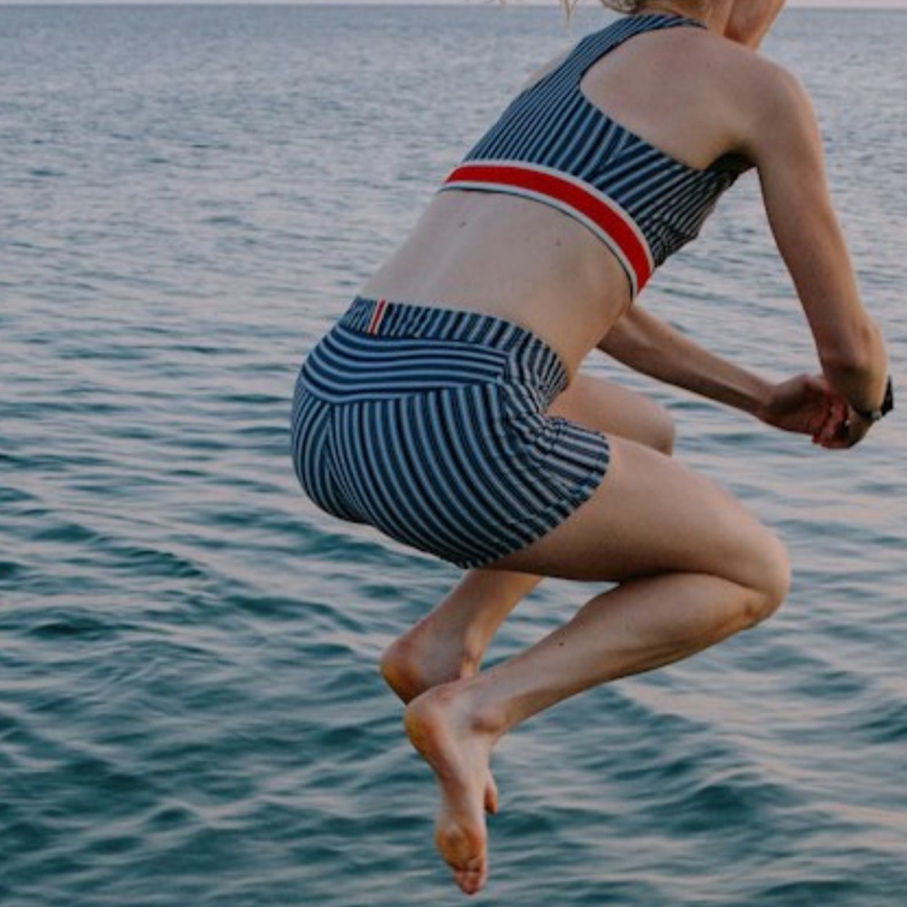 Tracksmith Run Cannonball Run Short Tights ~ navy pinstripe ~ medium